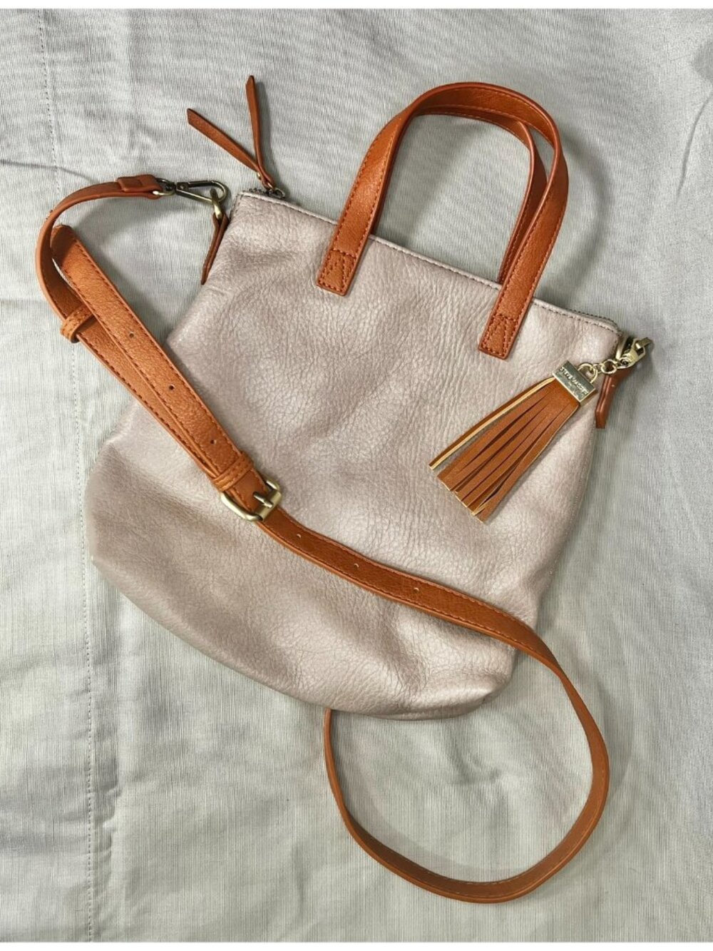 Antik Kraft Biege Zipper Closure Crossbody Purse Shoulder Bag